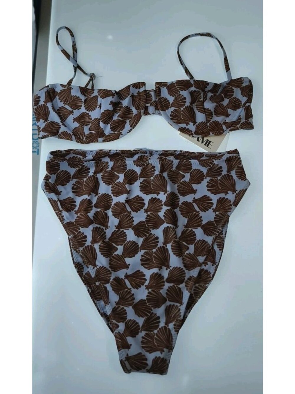 Women's SAME Los Angeles Bikini Set M Shell Print Underwire High Waist NWT